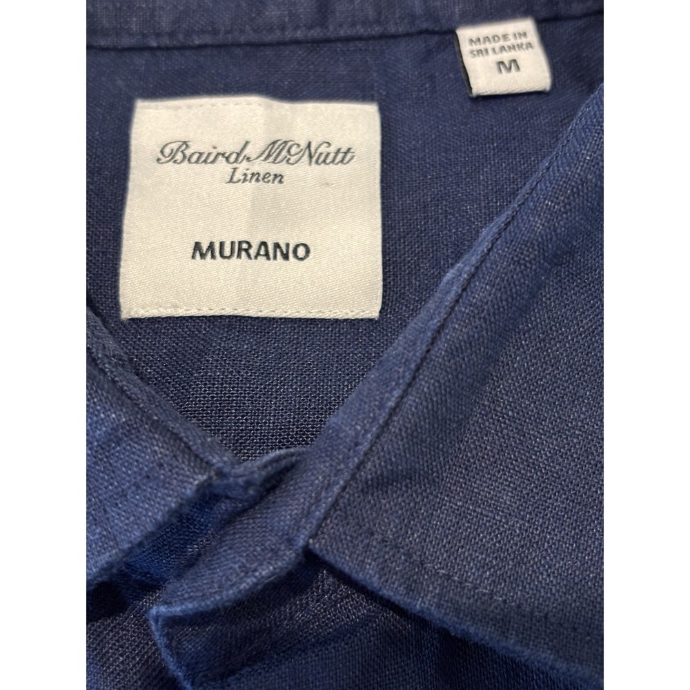 Baird McNutt Murano Mens M Blue Linen Button Down Shirt Floral Print Beach Short - Picture 3 of 6